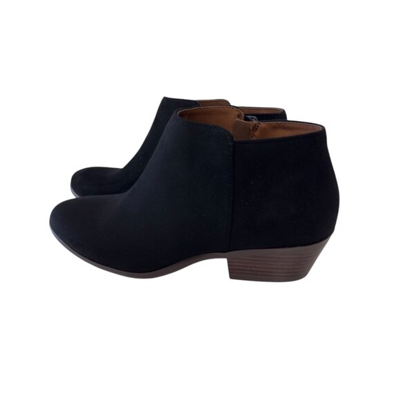 Soda Black Faux Suede Ankle Booties With Low Block Heel & Side Zipper - Picture 13 of 14